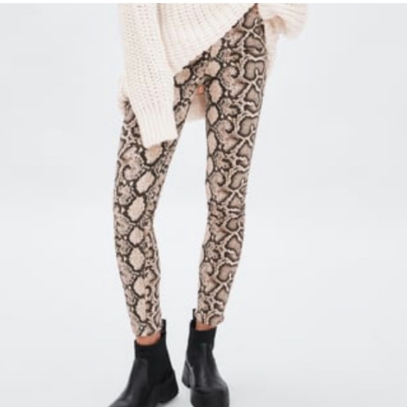 Zara Tan Snakeskin Print  Jean's - Picture 5 of 10